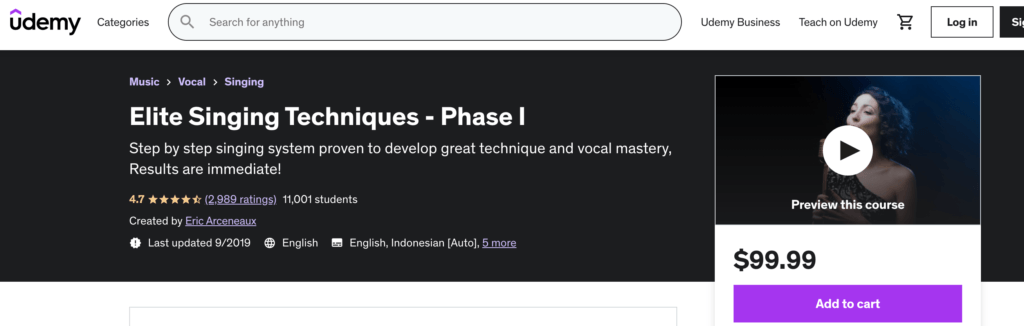 Elite Singing Techniques on Udemy
