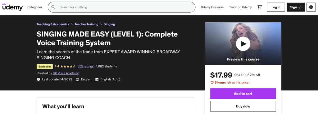 Singing made easy on Udemy